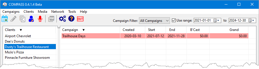Canceled Campaigns Appear with Red Background Canceled Campaigns Appear with Red Background