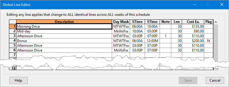 Editing Schedule Lines Globally Editing Schedule Lines Globally