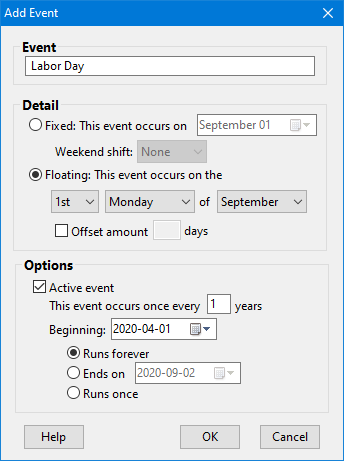 Adding a Holiday Event Adding a Holiday Event