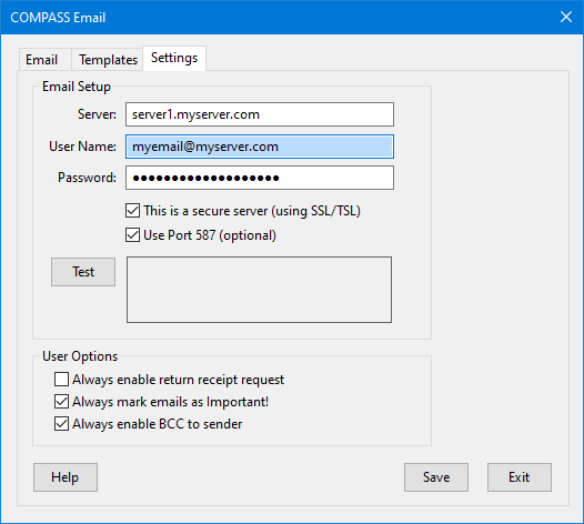 COMPASS Mail Settings COMPASS Mail Settings