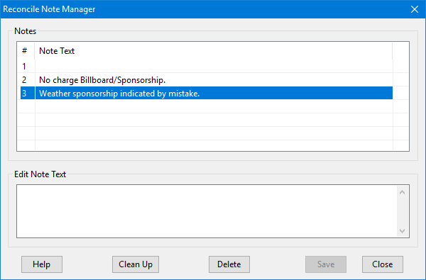Reconciliation Note Manager Reconciliation Note Manager