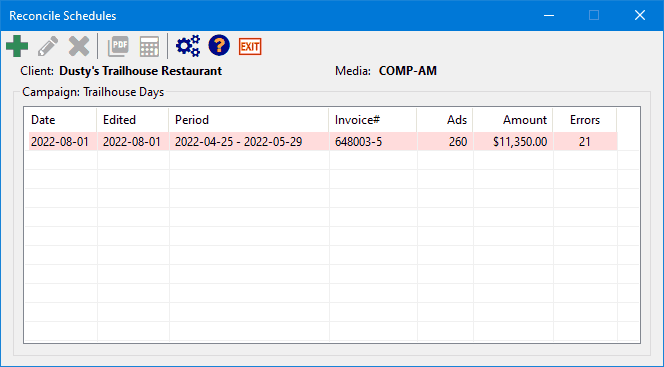 Reconcile Schedules