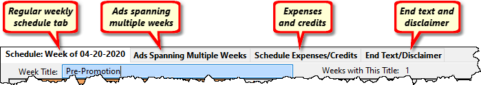 Schedule Weeks Tab Interface Schedule Weeks Tab Interface